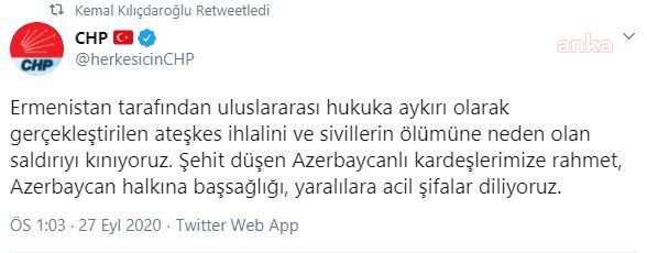 CHP’DEN ERMENİSTAN’A KINAMA