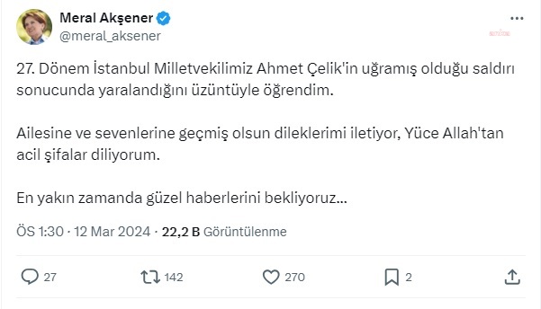 AKŞENER VE ZORLU'DAN AHMET ÇELİK İÇİN GEÇMİŞ OLSUN MESAJI