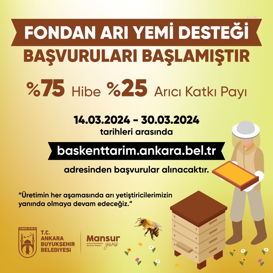 ANKARA BÜYÜKŞEHİR BELEDİYESİ’NDEN ARICILARA "FONDAN ARI YEMİ DESTEĞİ"