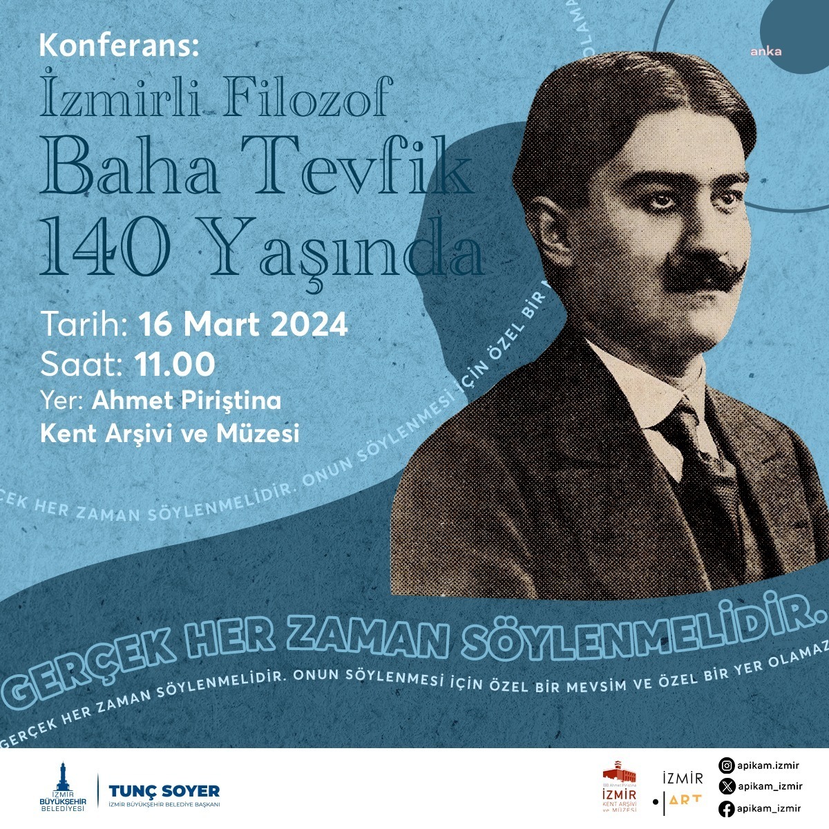 İZMİRLİ FİLOZOF BAHA TEVFİK APİKAM’DA ANILACAK