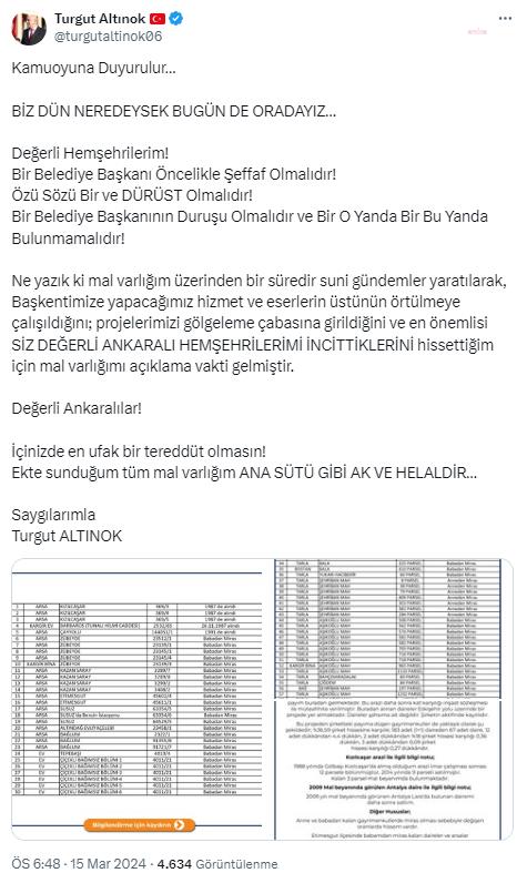 "MAL ALLAH'IN BİZ EMANETÇİYİZ" DİYEN ALTINOK MAL VARLIĞINI AÇIKLADI
