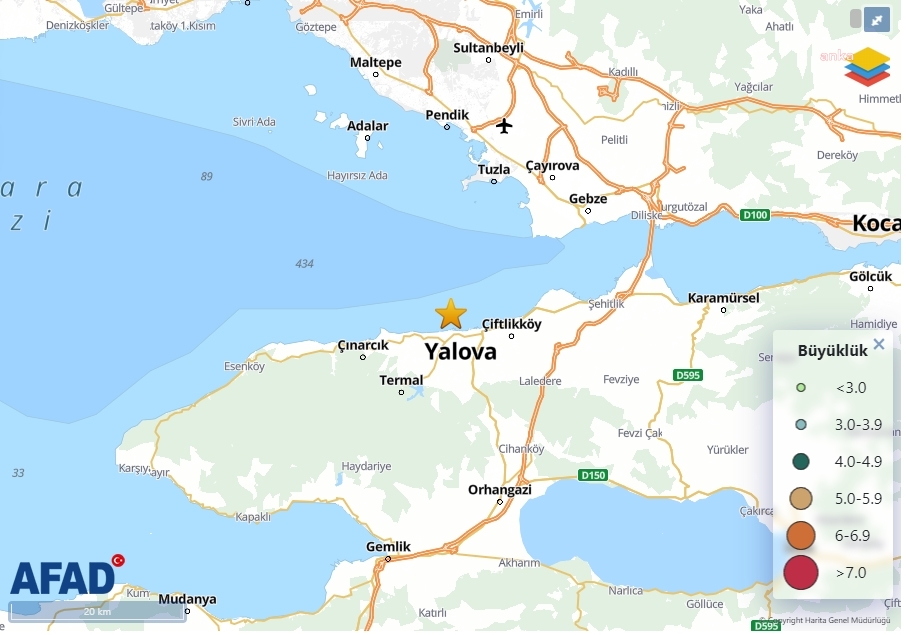 MARMARA DENİZİ'NDE 3,5 BÜYÜKLÜĞÜNDE DEPREM