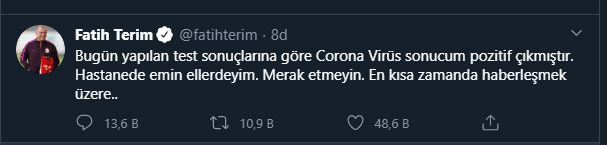 TERİM’İN KORONA TESTİ POZİTİF ÇIKTI