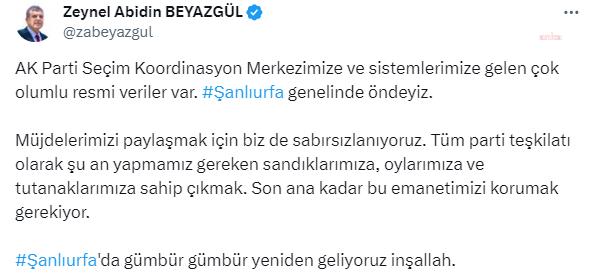 AKP ŞANLIURFA BELEDİYE BAŞKANI ADAYI BEYAZGÜL: “ŞANLIURFA GENELİNDE ÖNDEYİZ. MÜJDELERİMİZİ PAYLAŞMAK İÇİN BİZ DE SABIRSIZLANIYORUZ”