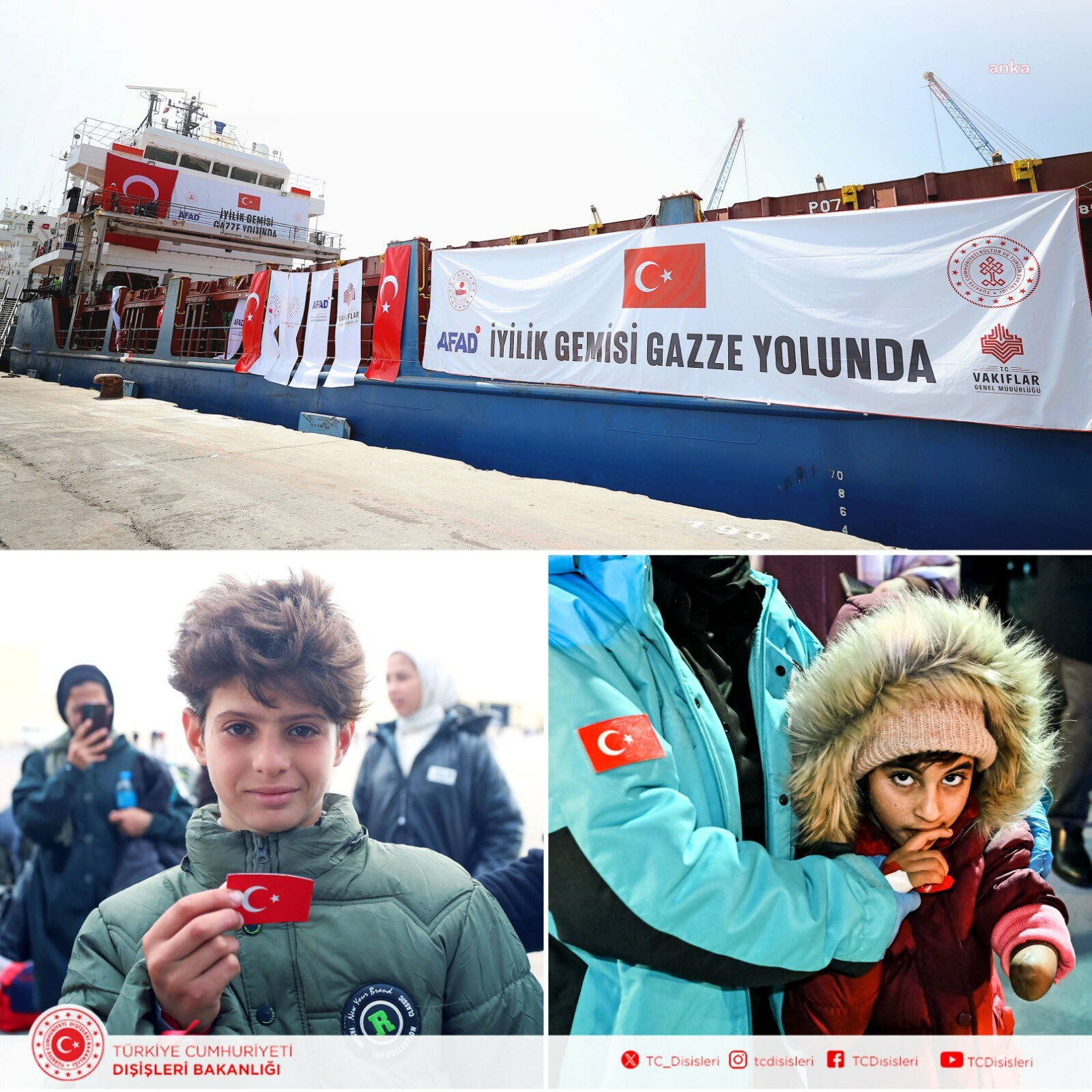 DIŞİŞLERİ BAKANLIĞI: TÜRKİYE'NİN GAZZE'YE YAPTIĞI İNSANİ YARDIMLAR 42 BİN TONA ULAŞTI