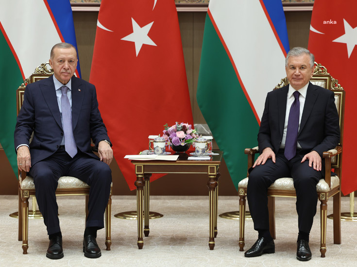 Cumhurbaşkanı Erdoğan, Özbekistan Cumhurbaşkanı Mirziyoyev ile görüştü