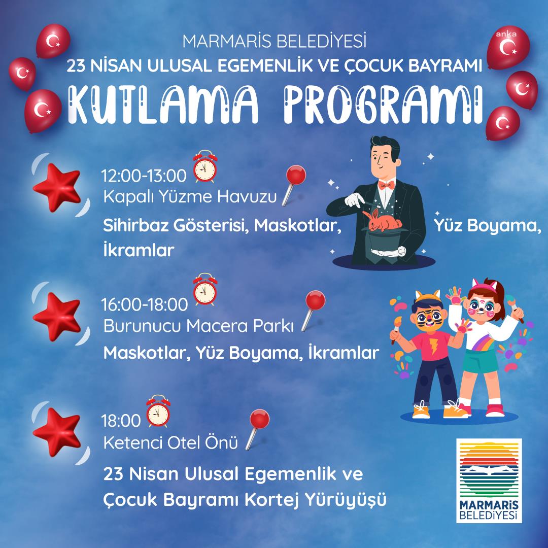 23 NİSAN MARMARİS’TE COŞKUYLA KUTLANACAK