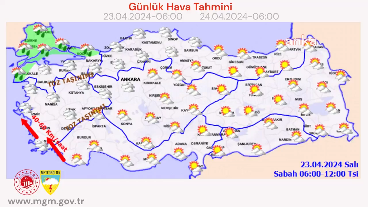 METEOROLOJİ GENEL MÜDÜRLÜĞÜ: "İÇ VE BATI BÖLGELERDE TOZ TAŞINIMI GÖRÜLECEK"