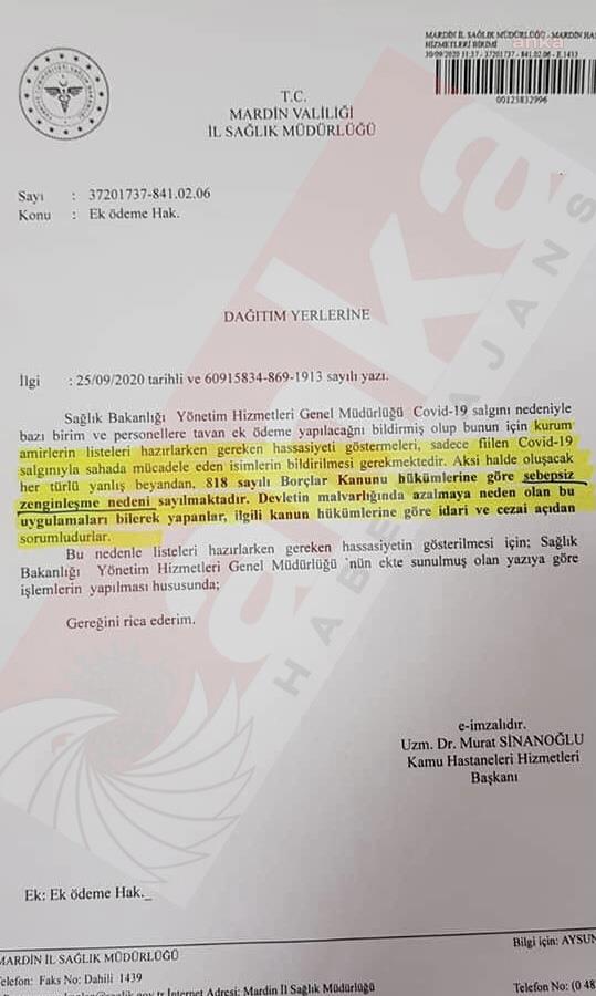 DOKTORLARA YÜRÜRLÜKTE OLMAYAN YASAYLA COVİD TEHDİDİ
