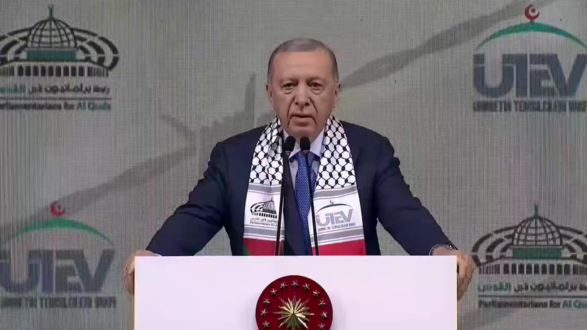 ERDOĞAN'DAN İSRAİL VE DESTEKÇİLERİNE TEPKİ: NE YAPSANIZ NAFİLE, TAYYİP ERDOĞAN'IN KALBİNE ZİNCİR VURAMAZSINIZ. BİZ YOLA KEFENİMİZİ GİYEREK ÇIKTIK