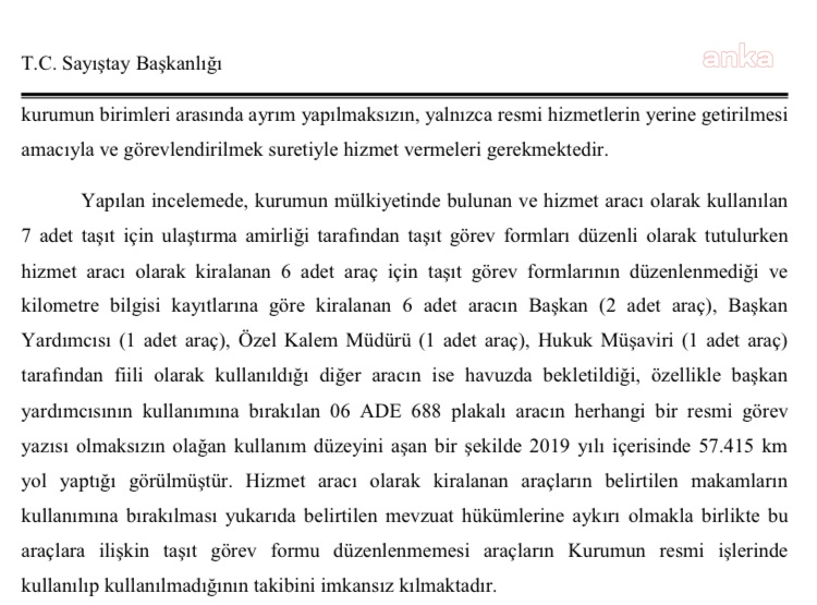 SAYIŞTAY: ÖZELLEŞTİRME DAİRESİ’NDEKİ ARAÇLAR ÖZEL İŞLERE Mİ KULLANILDI?