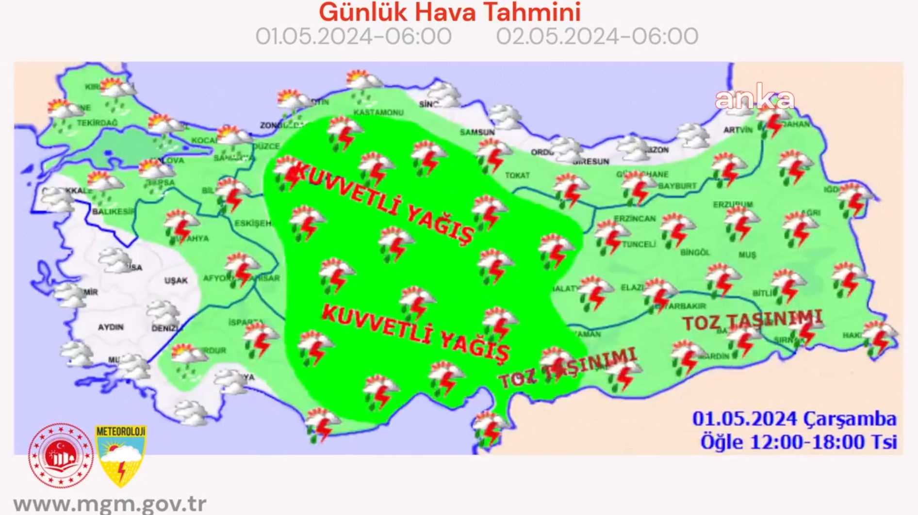 METEOROLOJİ GENEL MÜDÜRLÜĞÜ'NDEN SAĞANAK VE GÖK GÜRÜLTÜLÜ SAĞANAK YAĞIŞ UYARISI