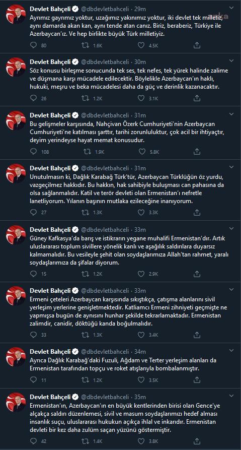 BAHÇELİ: NAHÇİVAN'IN AZERBAYCAN CUMHURİYETİ'NE KATILMASI HAYAT MEMAT KONUSUDUR