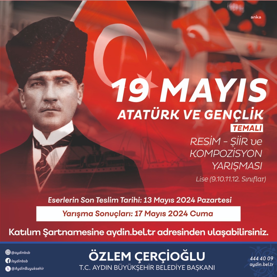 AYDIN BÜYÜKŞEHİR BELEDİYESİ’NDEN 19 MAYIS TEMALI ÖDÜLLÜ YARIŞMA