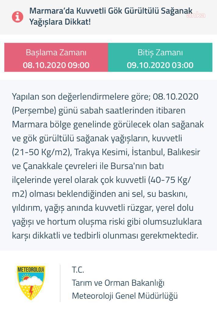 METEOROLOJİ'DEN MARMARA'YA ÖZEL YAĞIŞ VE SEL UYARISI