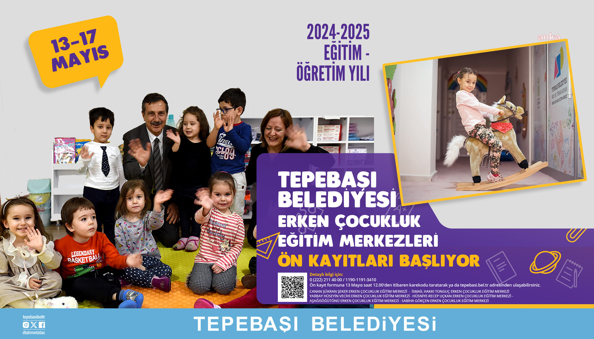 TEPEBAŞI BELEDİYESİ’NİN ERKEN ÇOCUKLUK EĞİTİM MERKEZLERİNE ÖN KAYITLAR BAŞLIYOR