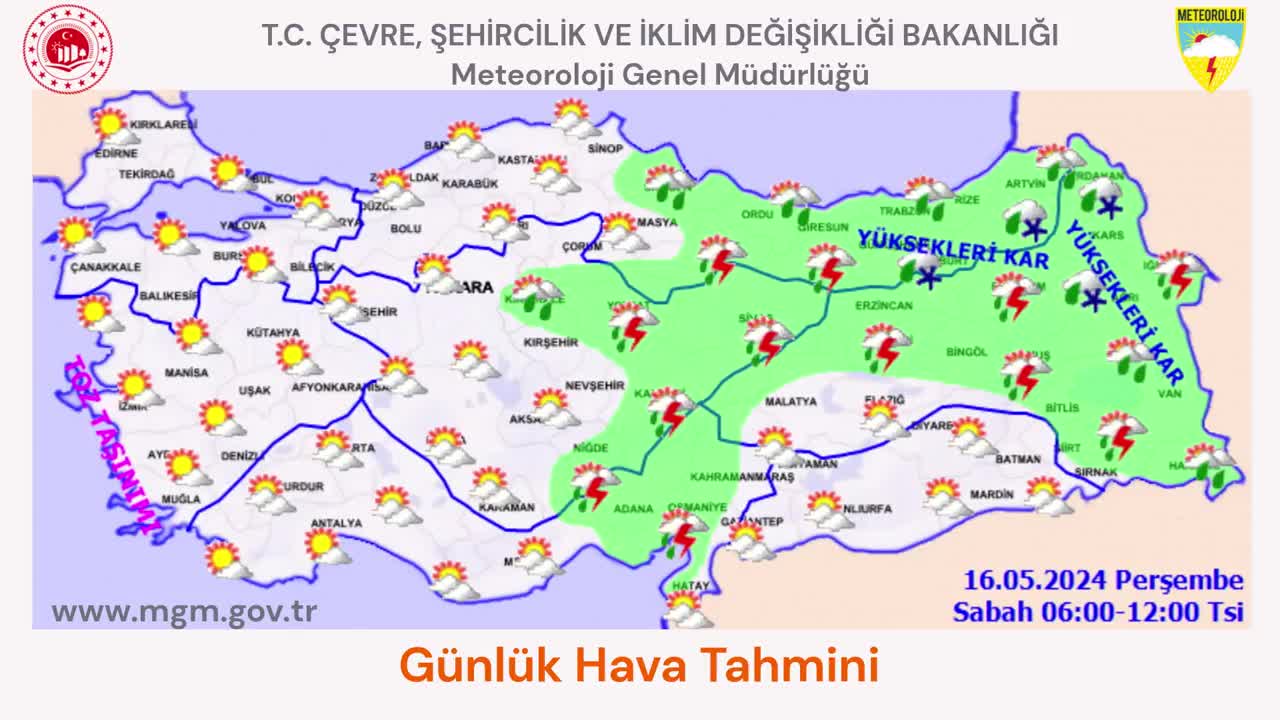 METEOROLOJİ'DEN GÖK GÜRÜLTÜLÜ SAĞANAK YAĞIŞ UYARISI