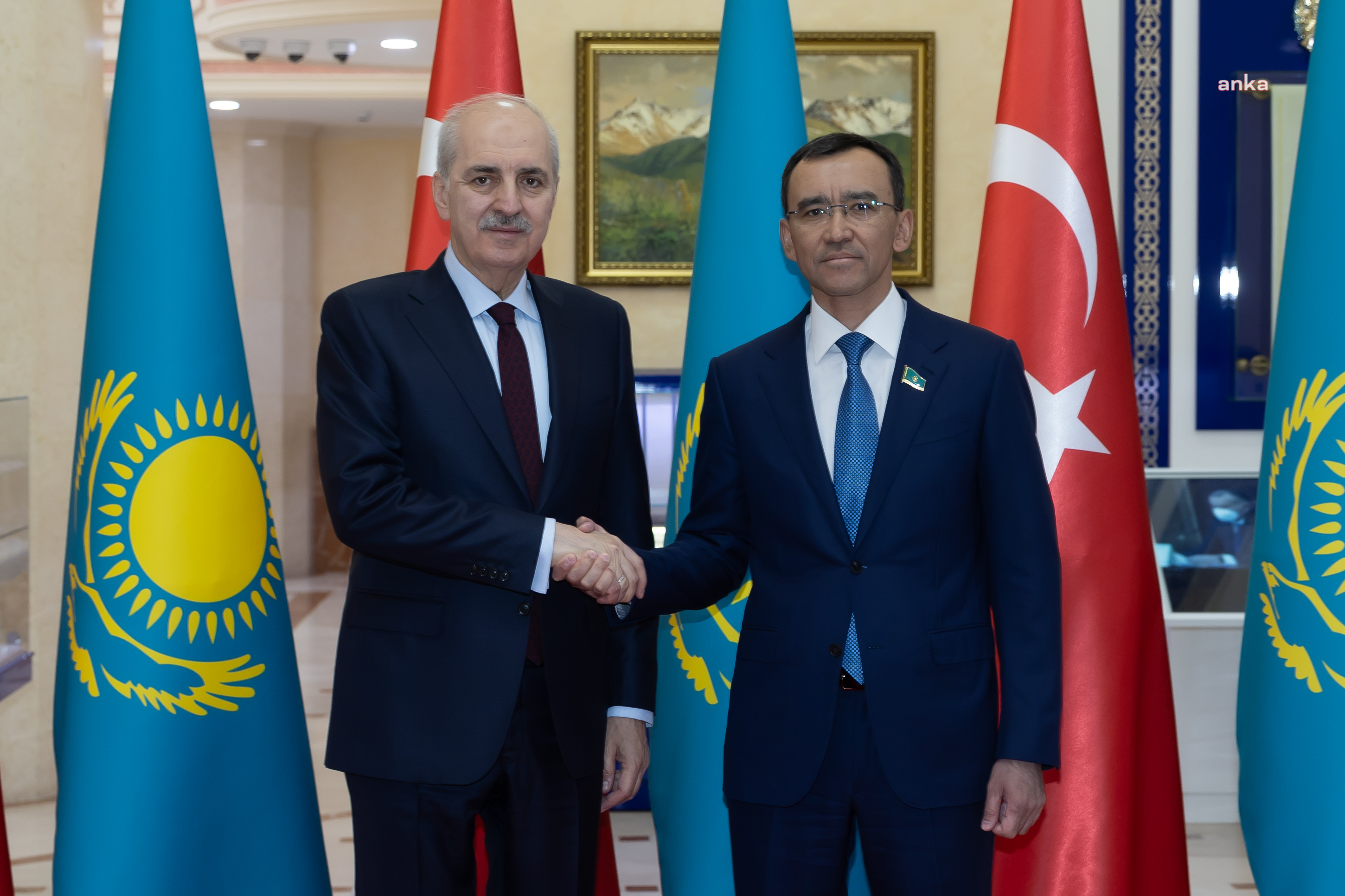 TBMM Başkanı Kurtulmuş Astana’da Kazakistan Senatosu Başkanı Aşimbayev ile görüştü