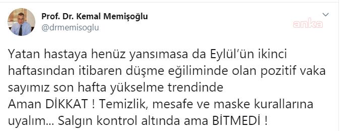 İSTANBUL İL SAĞLIK MÜDÜRÜ: POZİTİF VAKA SAYISI YÜKSELME EĞİLİMİNDE
