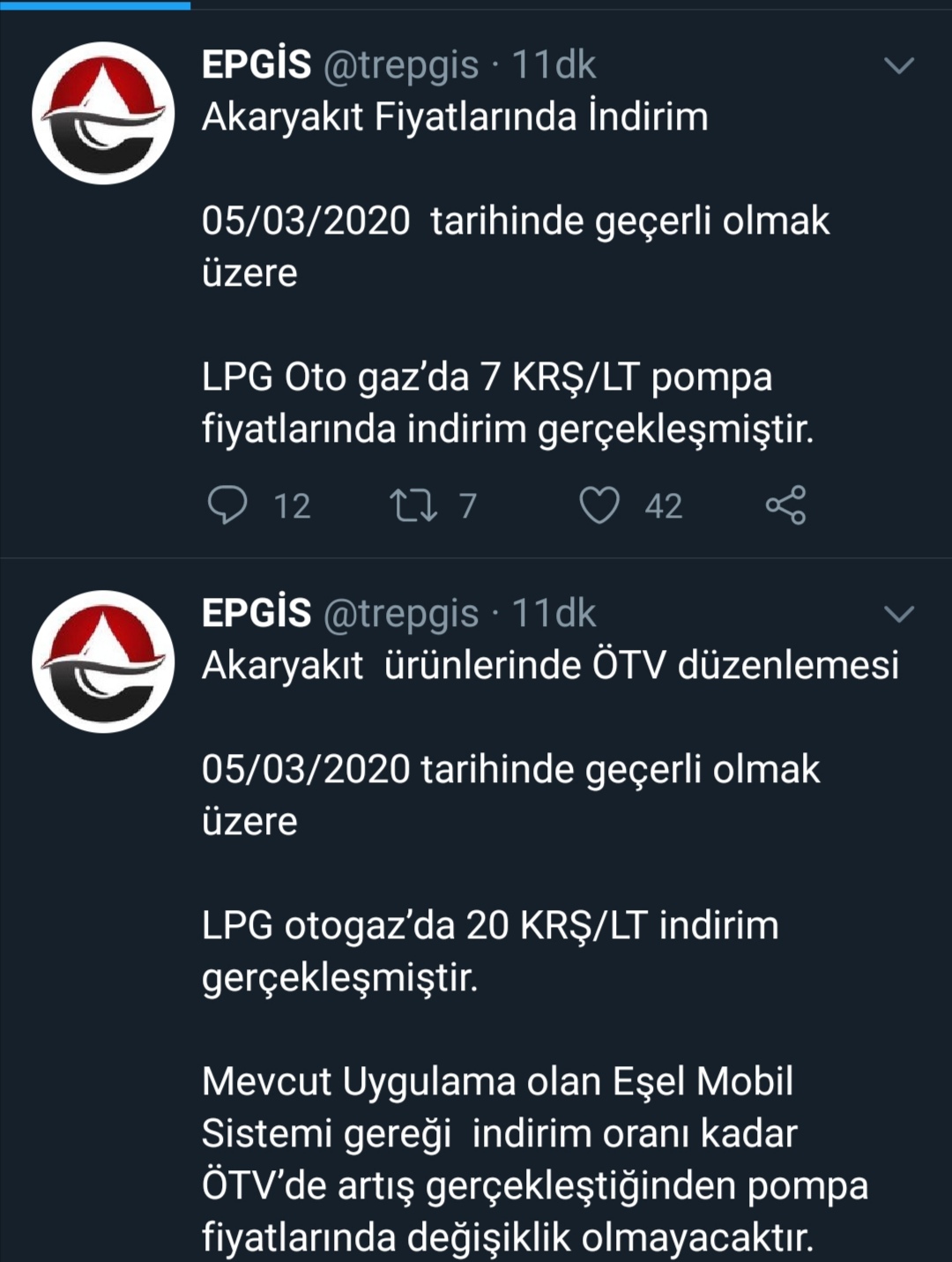 LPG'DE 7 KURUŞ İNDİRİM