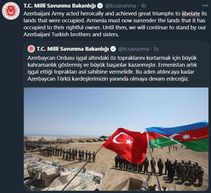 MSB: ERMENİSTAN, İŞGAL ETTİĞİ TOPRAKLARI ASIL SAHİBİNE VERMELİ