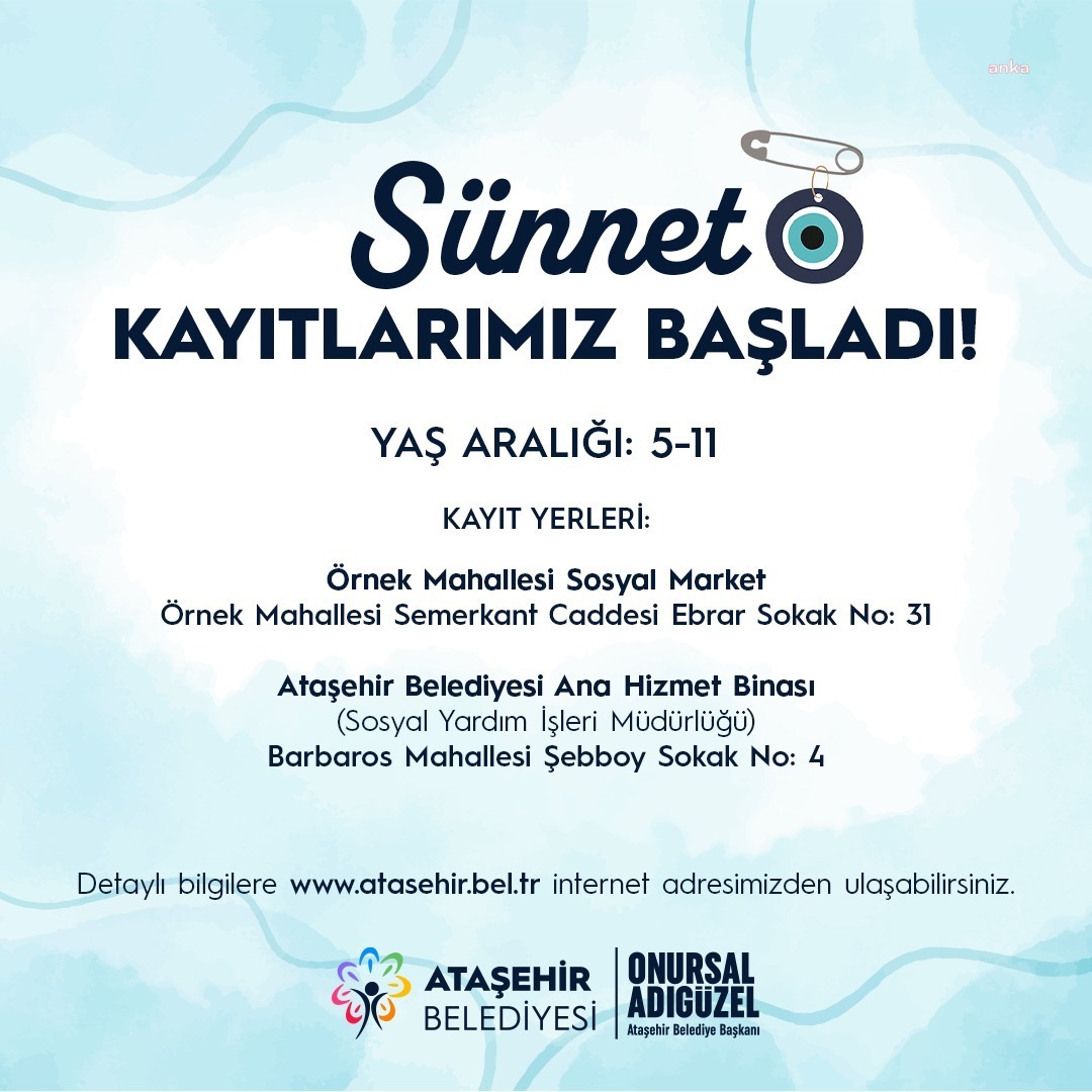 Ataşehir Belediyesi'nin toplu sünnet organizasyonu için kayıtlar başladı
