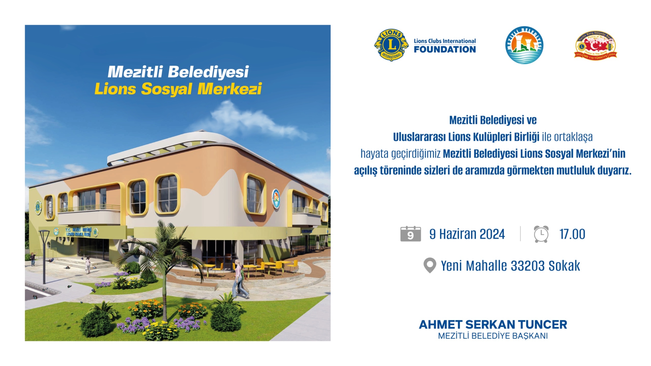 Mezitli Belediyesi Lions Sosyal Merkezi açılıyor
