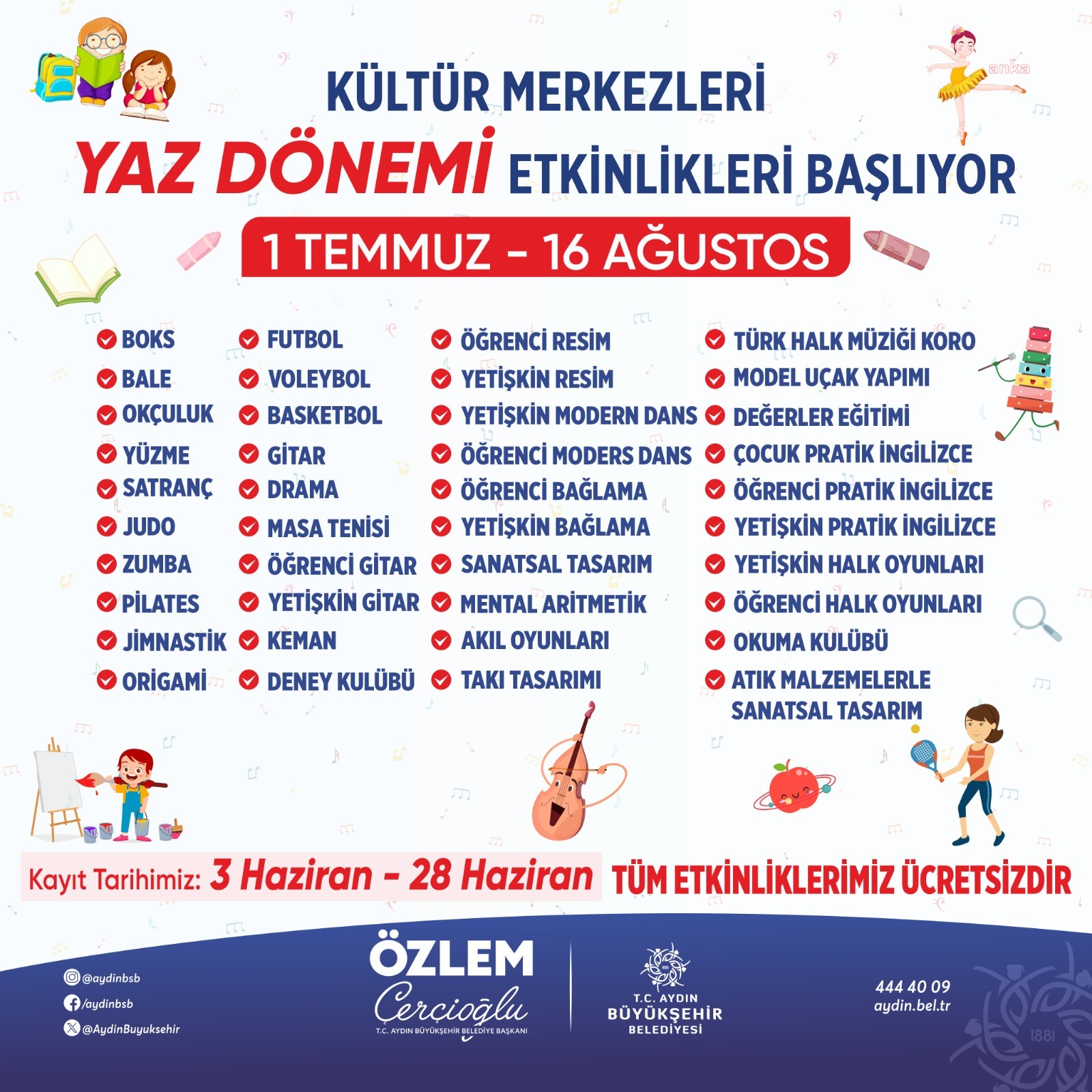 Aydın Büyükşehir Belediyesi'nden çocuklara yaz kursları