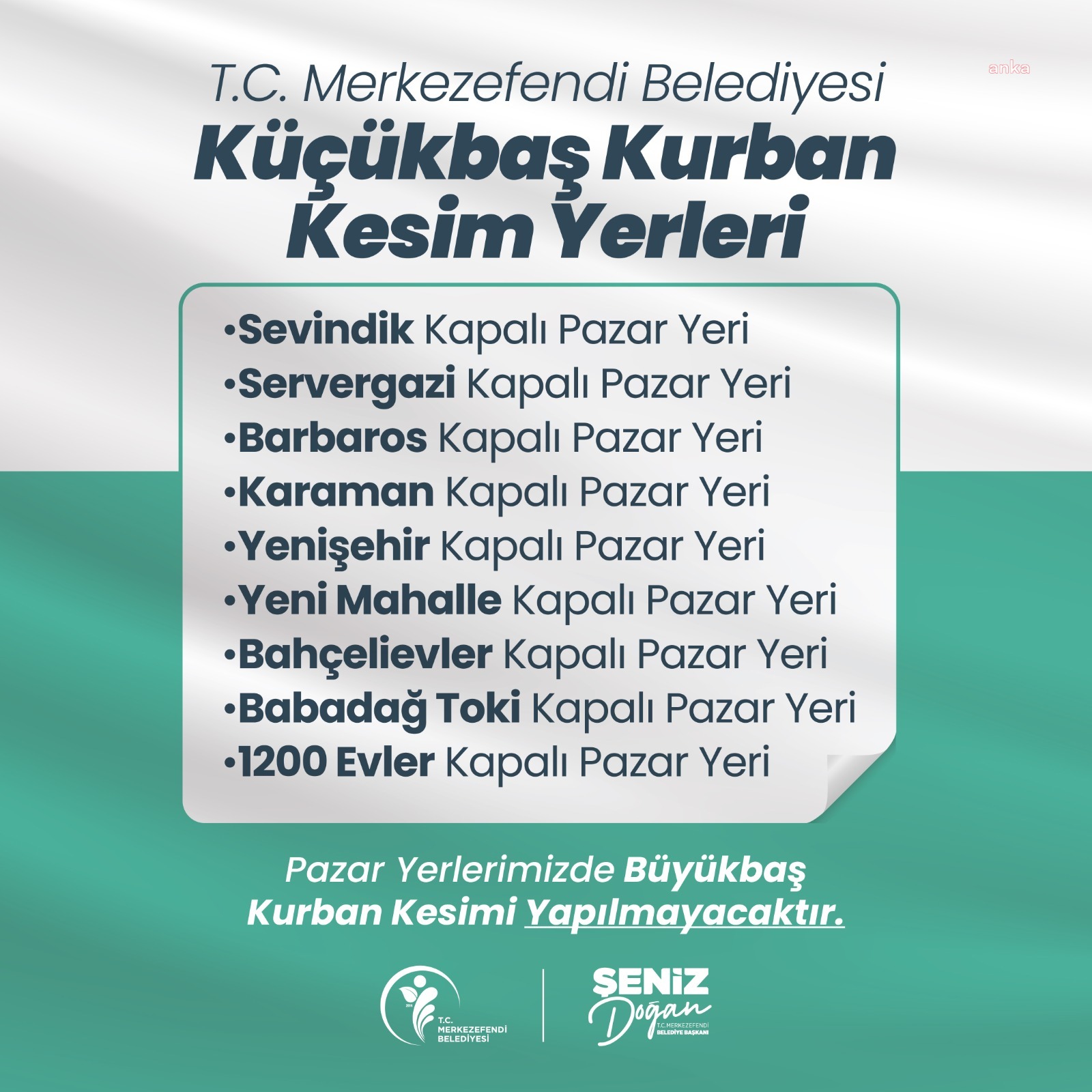 Merkezefendi'de kurban kesim yerleri belirlendi