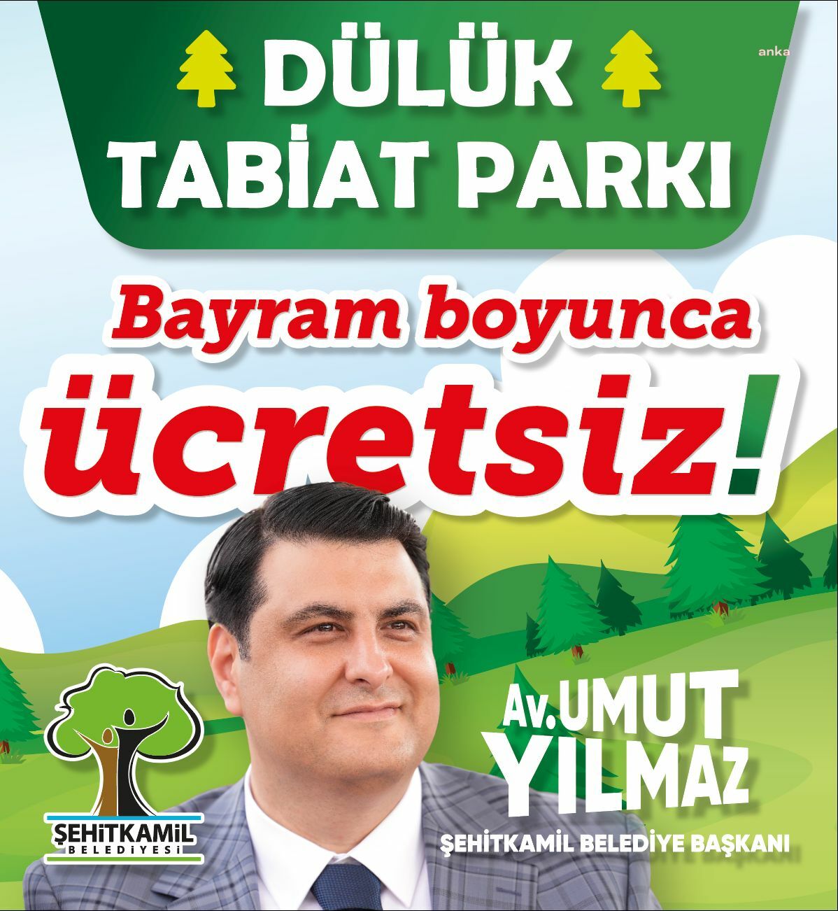 Şehitkamil’de Dülük Tabiat Parkı’na girişler bayramda ücretsiz olacak
