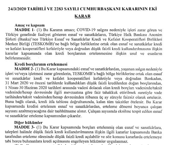 ELEMAN ÇIKARMAYAN ESNAFIN KREDİSİ ERTELENECEK