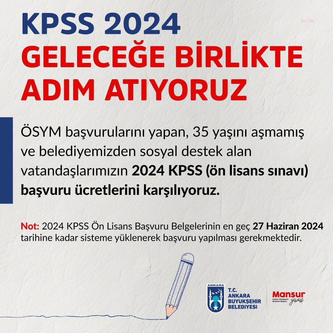 Ankara Büyükşehir, KPSS Ön Lisans Sınavı'na gireceklerin ücretlerini karşılayacak