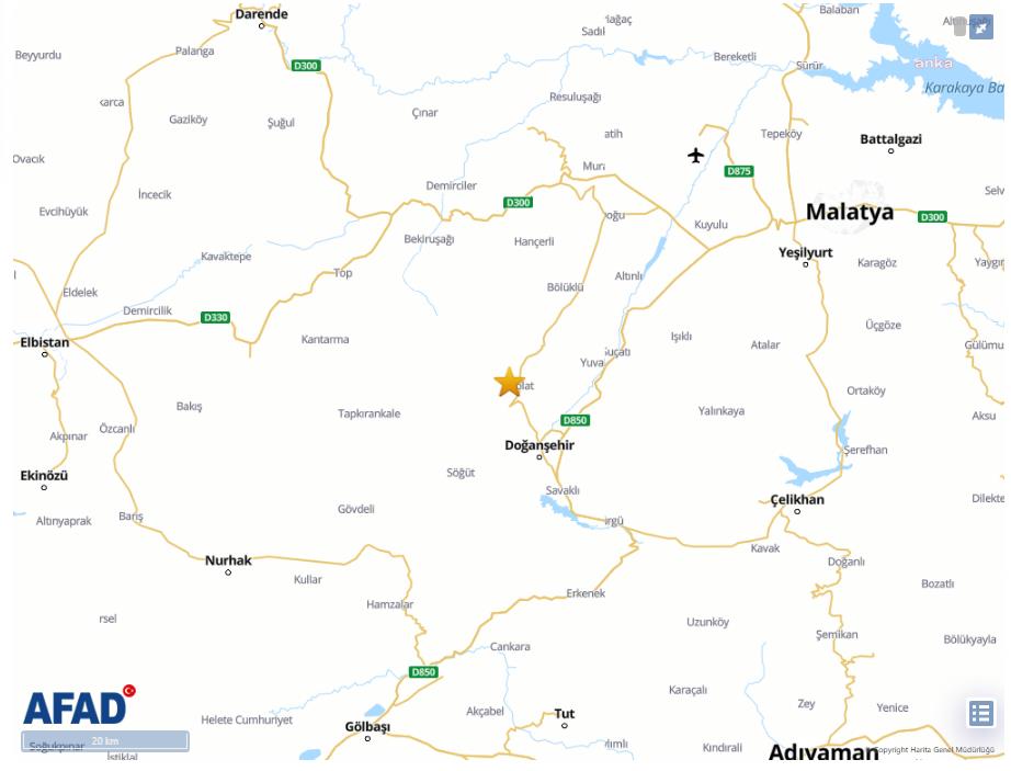 Malatya Doğanşehir'de 4 büyüklüğünde deprem