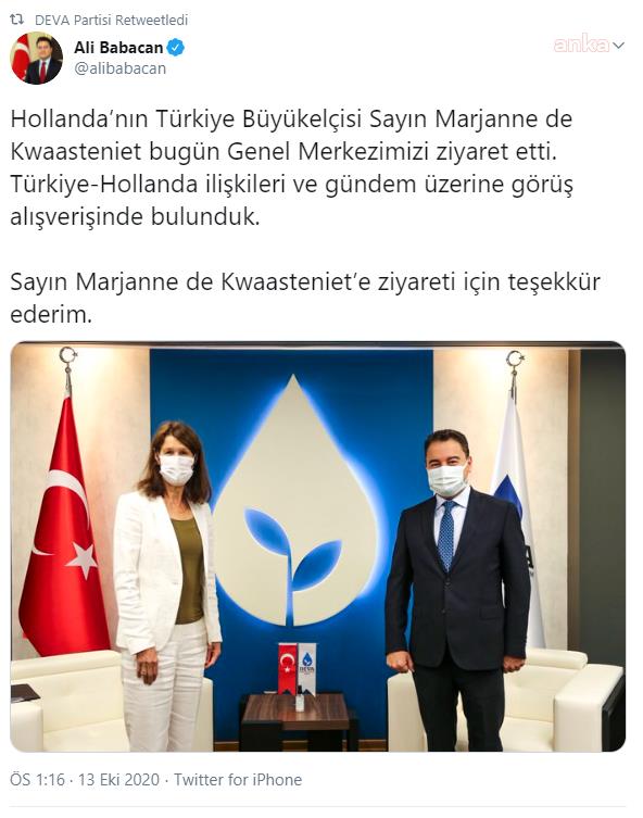 BABACAN, HOLLANDA BÜYÜKELÇİSİ İLE BİR ARAYA GELDİ