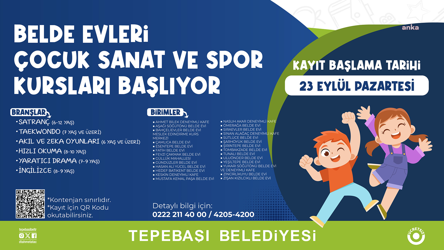 Tepebaşı Belediyesi'nin düzenlediği çocuk programları için kayıtlar başlıyor