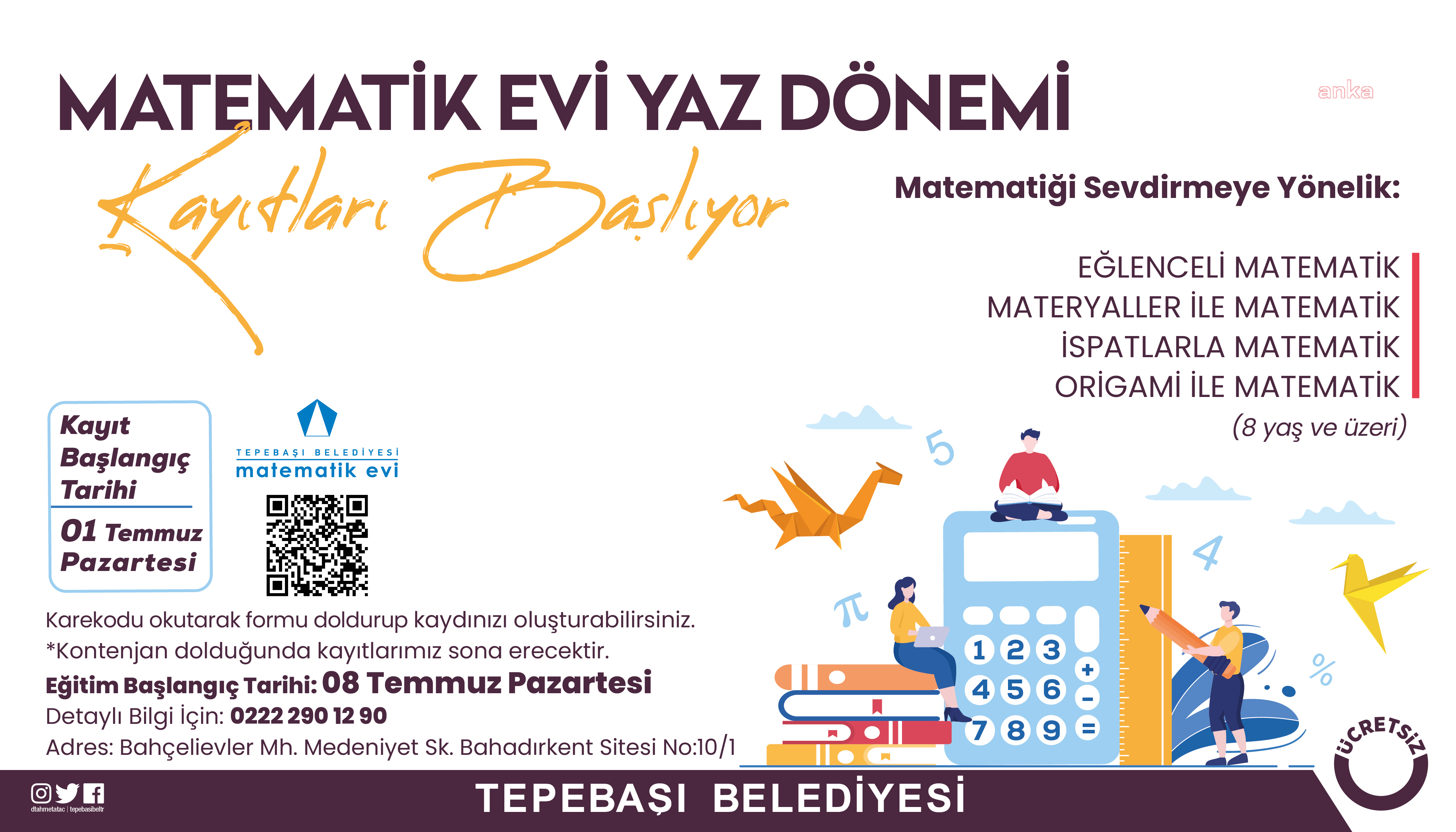 Tepebaşı Belediyesi Matematik Evi yaz dönemi kayıtları başlıyor