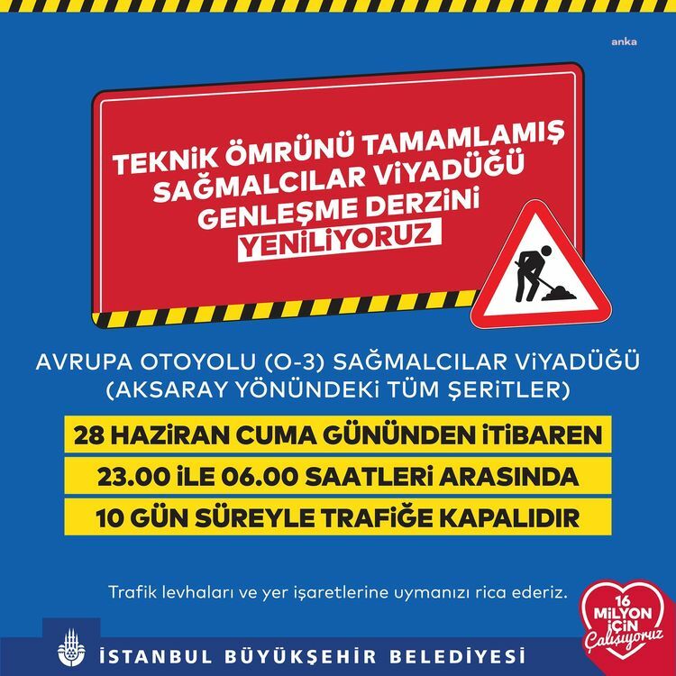 İstanbul'da Sağmalcılar Viyadüğü'nde derz bakımı yapılıyor
