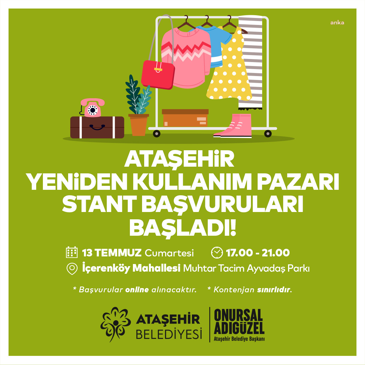 'Ataşehir Yeniden Kullanım Pazarı'nda ikinci el ürünler satışa sunulacak