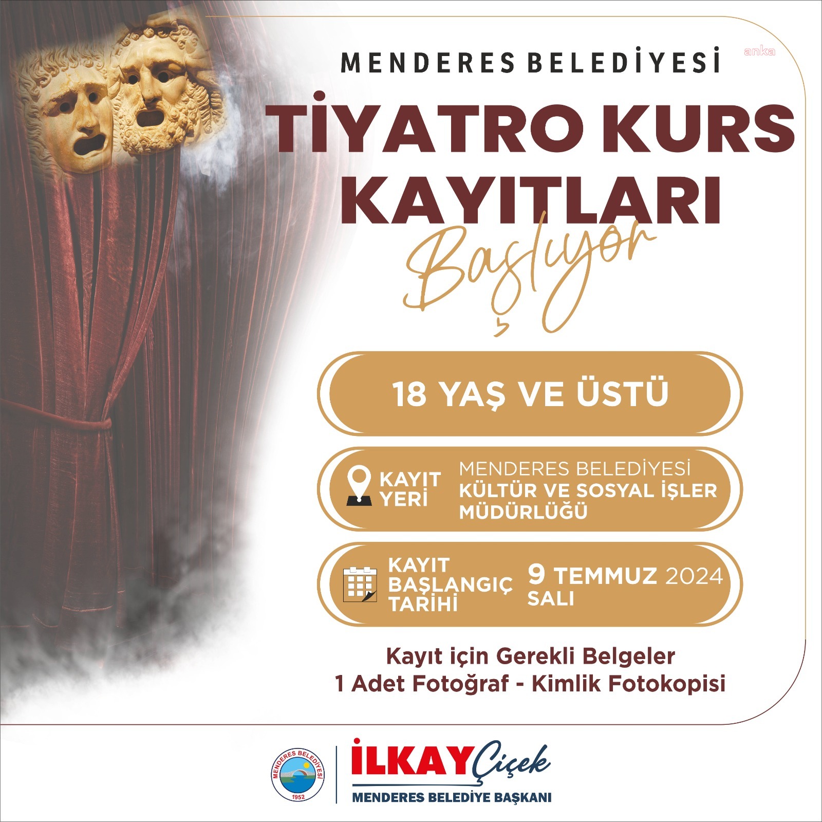 Menderes Belediyesi'nde tiyatro kursu kayıtları başlıyor