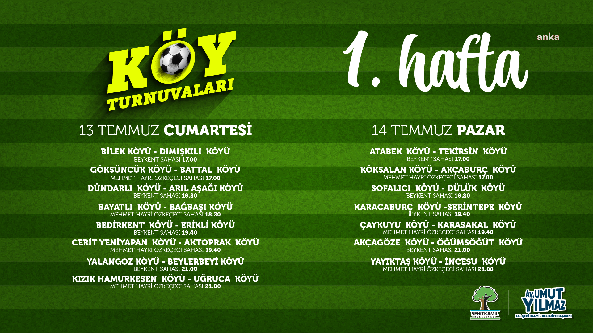 Şehitkamil Belediyesi'nden 'Köy Turnuvaları'