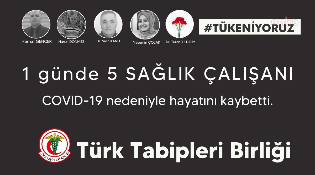 TTB: 1 GÜNDE 5 SAĞLIK ÇALIŞANI HAYATINI YİTİRDİ,  YÖNETEMİYORSUNUZ!
