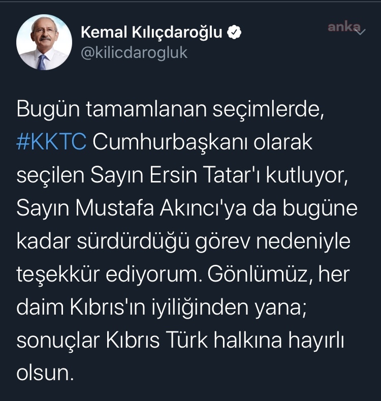 CHP GENEL BAŞKANI KILIÇDAROĞLU, ERSİN TATAR’I KUTLADI