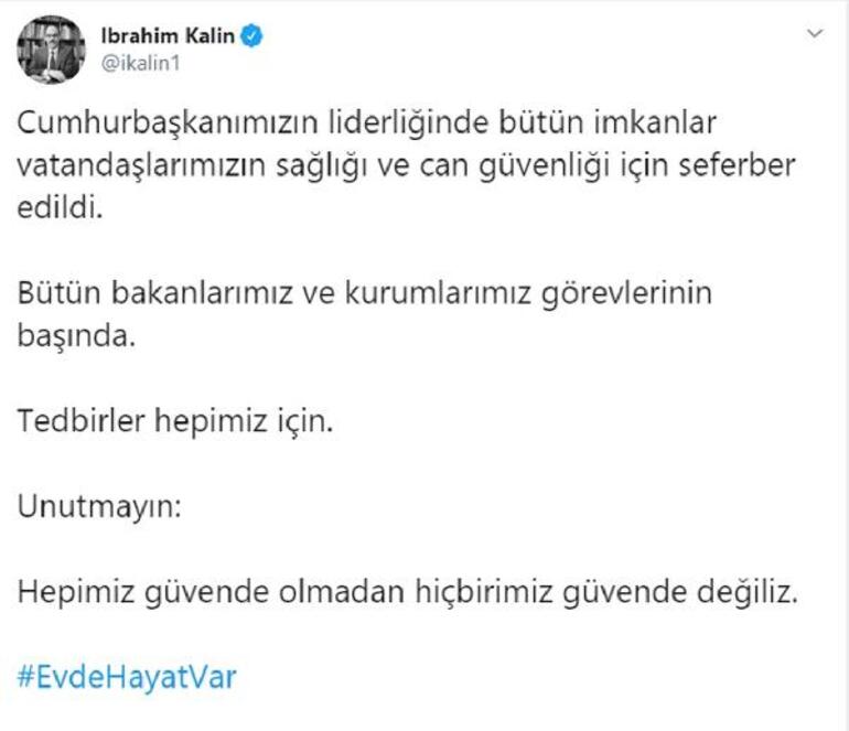 KALIN: BÜTÜN İMKANLAR SEFERBER EDİLDİ