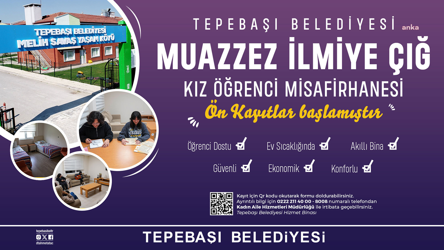 Tepebaşı’nda Muazzez İlmiye Çığ Kız Öğrenci Misafirhanesi için ön kayıtlar başladı