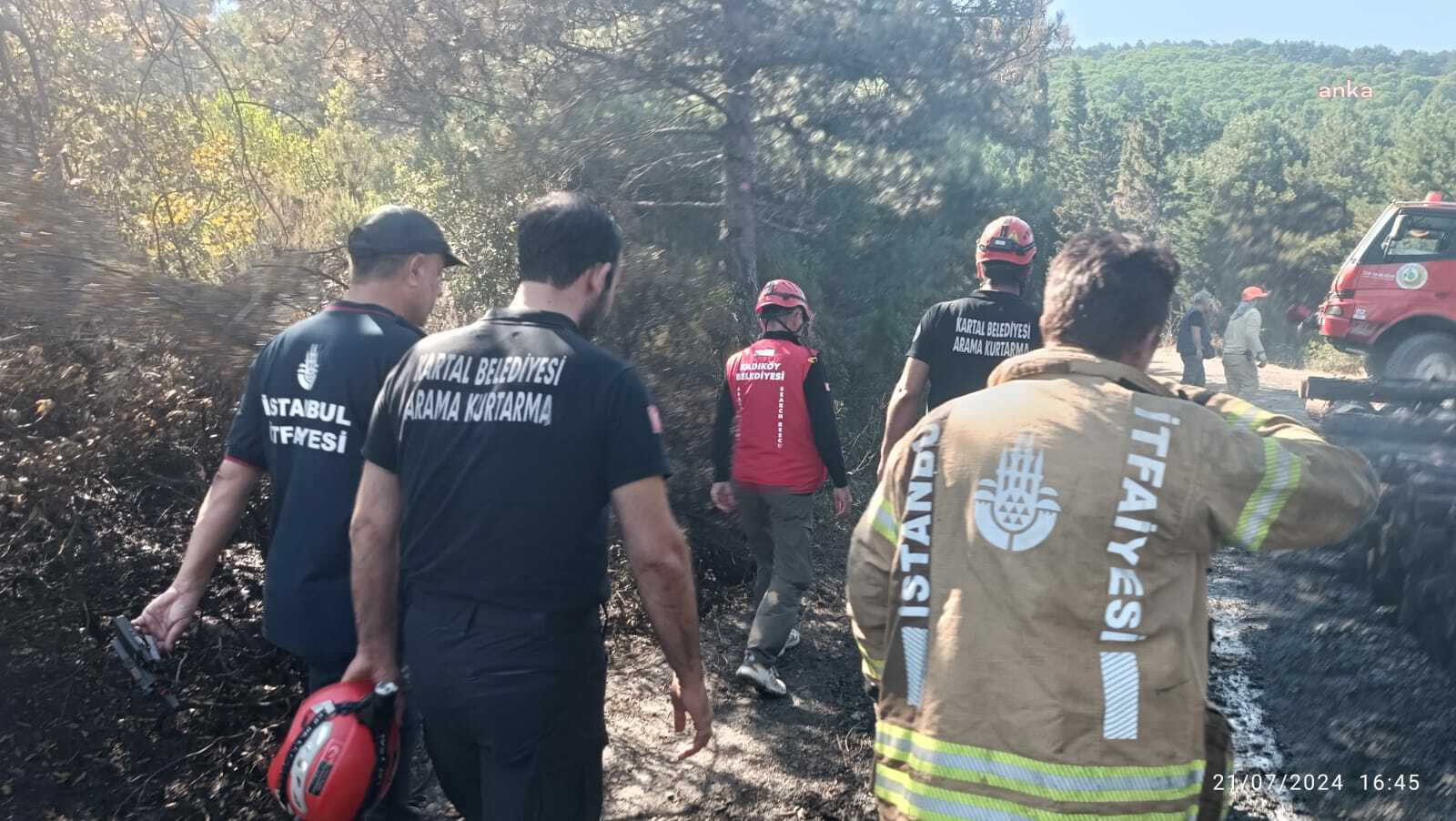Kartal Belediyesi, Pendik-Aydos Ormanı’nda çıkan yangında söndürme çalışmalarına destek verdi
