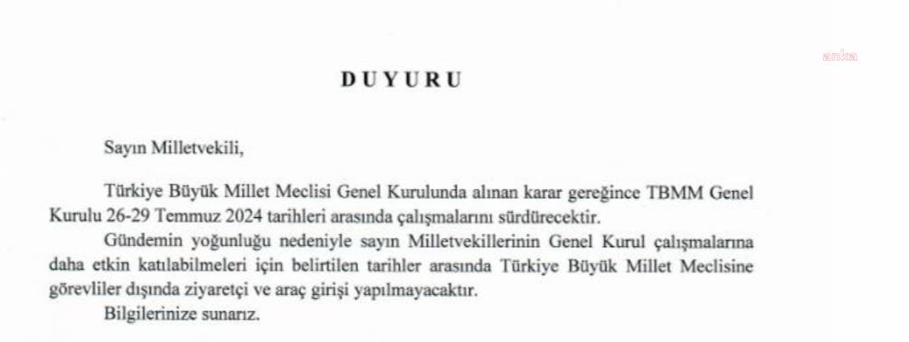 Meclis'e ziyaretçi yasağı... "Haftasonu sokak hayvanları kanun teklifi Genel Kurul'da görüşülebilir"