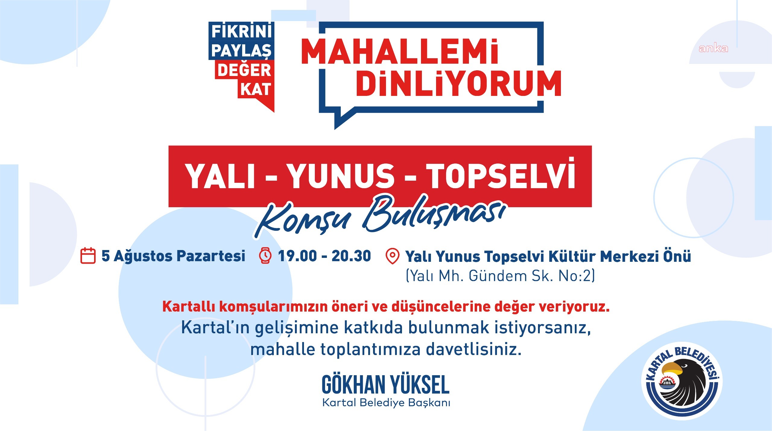 Kartal Belediyesi, geleceğe ilişkin planlarını ilçe halkıyla belirliyor