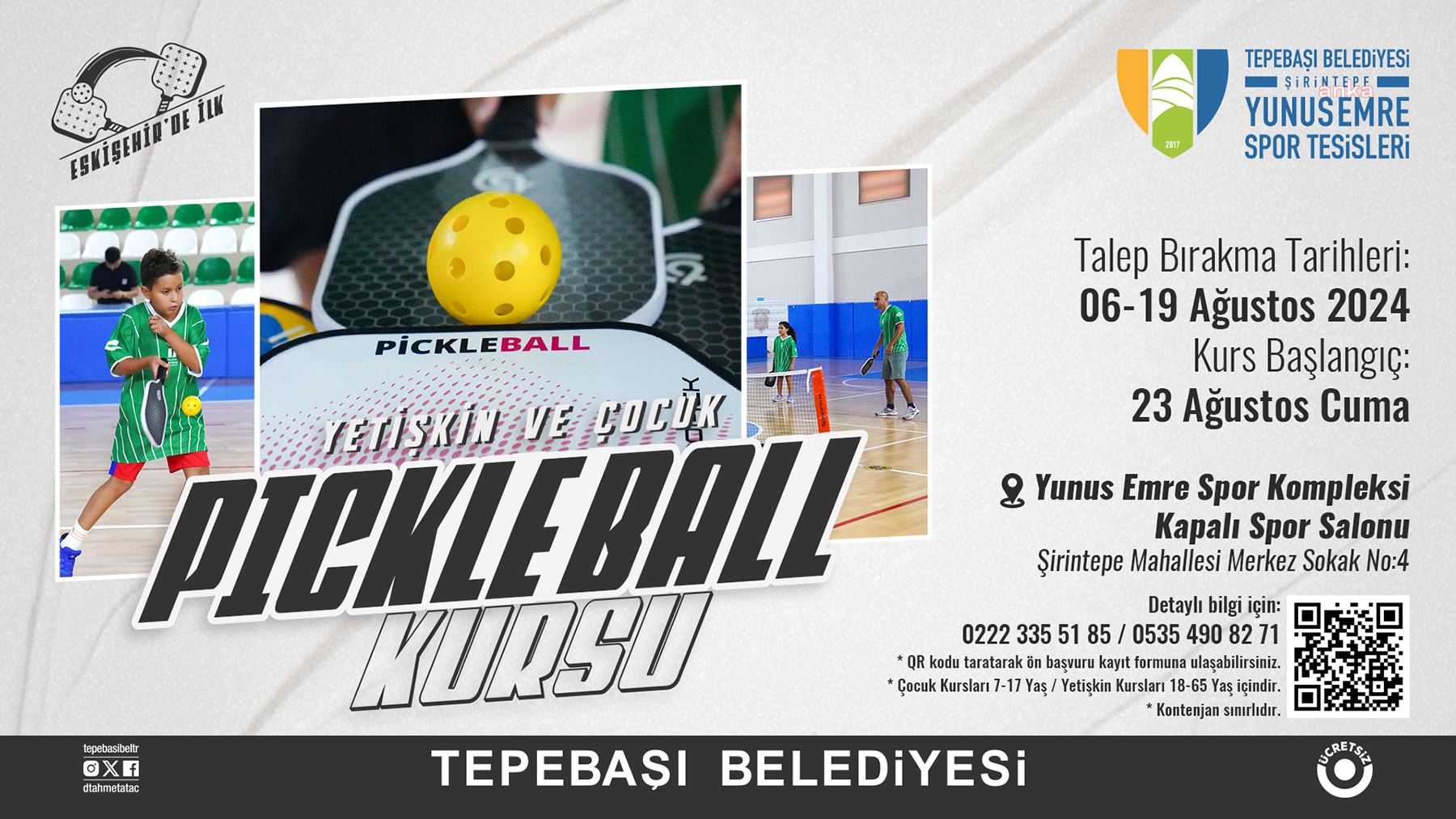 Tepebaşı’nda “Pickleball” kursuna kayıtlar başlıyor