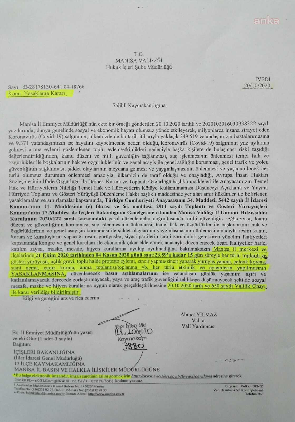 MANİSA VALİLİĞİ’NDEN MADENCİLERE ÖZEL YASAK: ZİNCİR YAPARAK YÜRÜYÜŞ YAPMAK YASAK
