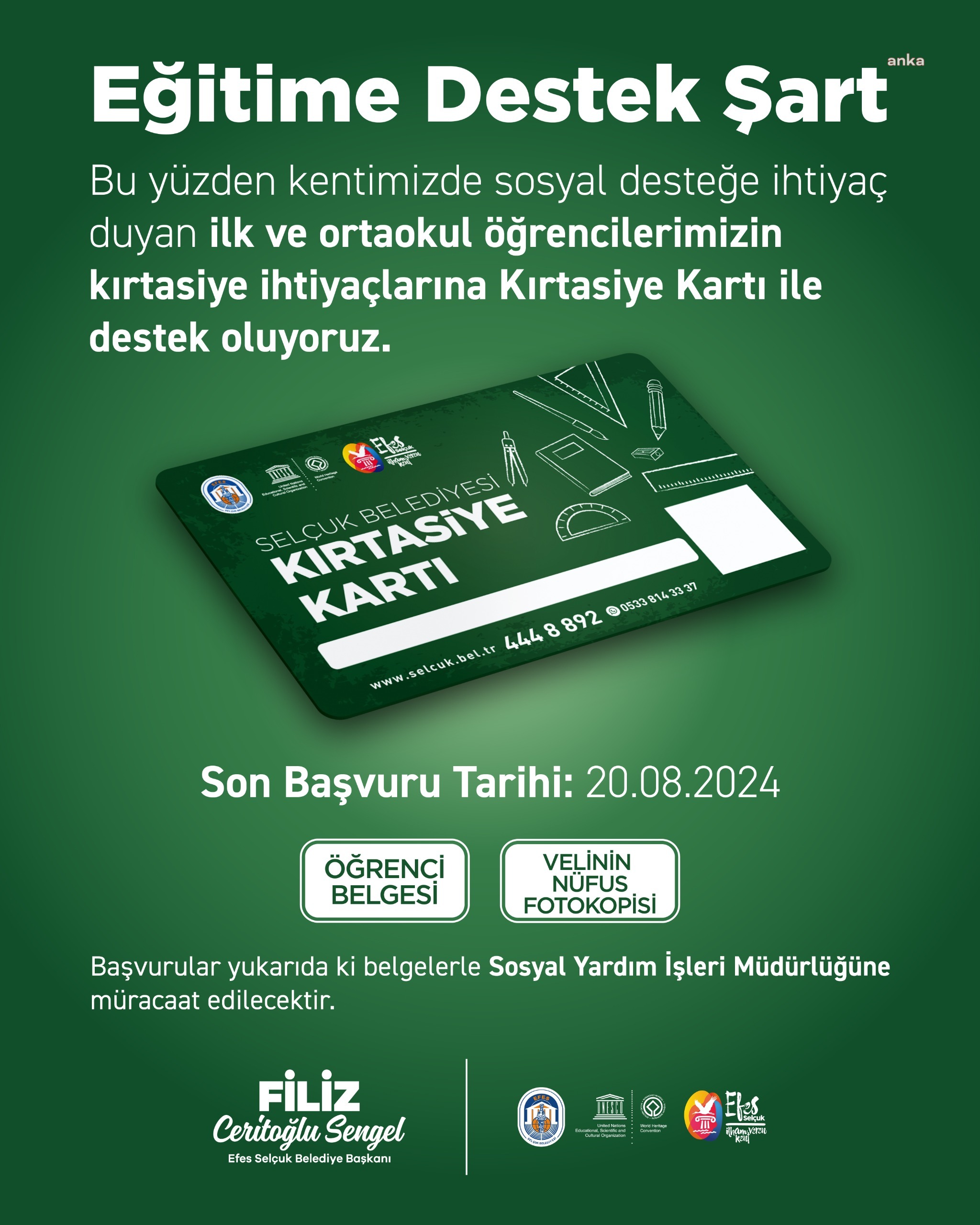Efes Selçuk Belediyesi, 'Kırtasiye Kartı' ile öğrencilerin yanında